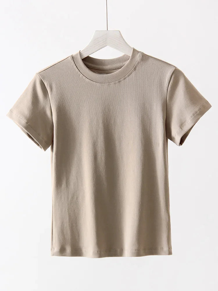 Basic T Shirts Women Cotton Slim Fit White Tops Summer Black Tees Crew Neck 100% Cotton T Shirt For Women Plain T-shirts Soft Quick Pick Grocers
