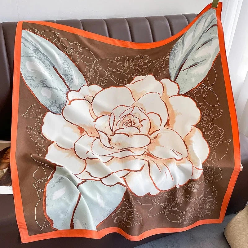 90*90Cm Square Scarf Twill Silk Feeling Women Head Shawls and Wraps Luxury Hair Tree Print Neck Scarves Hijab Bandana Pashmina Econic Blanks
