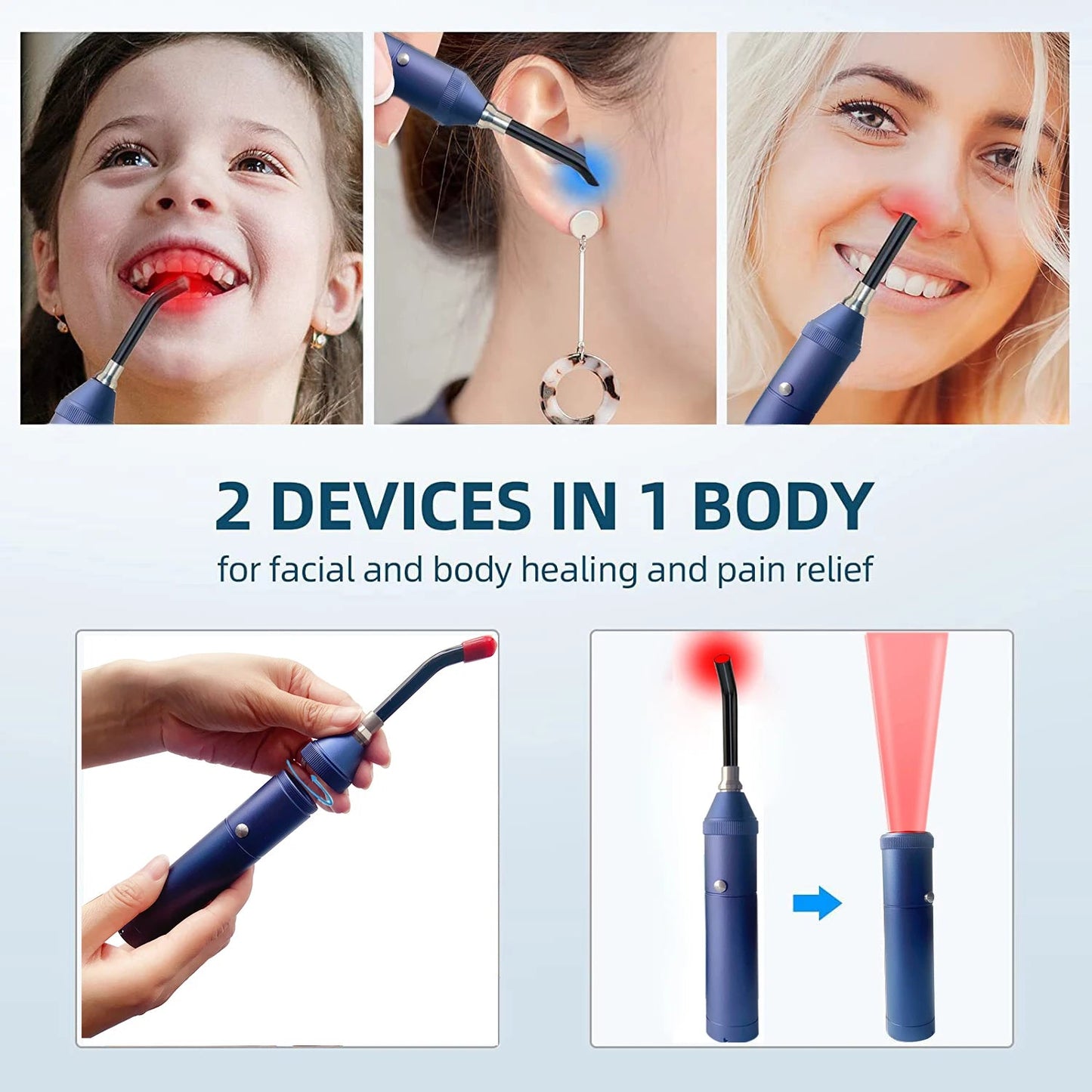 Portable Red Light Infrared Therapy Device Sore Canker Lip Therapy Handheld Removable Oral Physiotherapy Wand Health Pain Relief Quick Pick Grocers