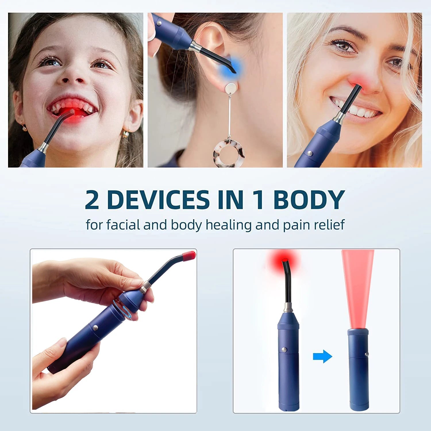 Portable Red Light Infrared Therapy Device Sore Canker Lip Therapy Handheld Removable Oral Physiotherapy Wand Health Pain Relief Quick Pick Grocers