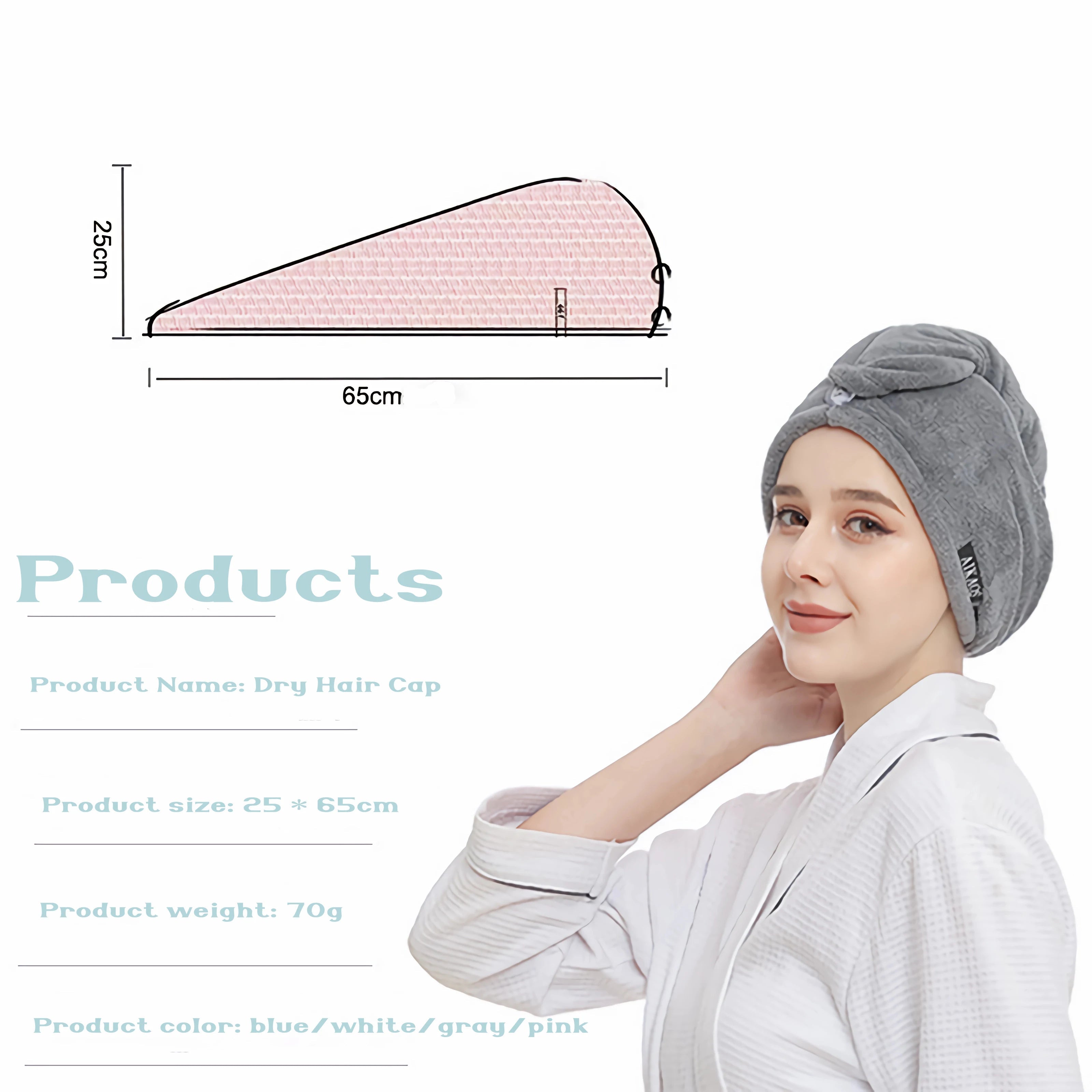 Towel Dry Hair Cap Microfiber Hair Drying Wrap Strong Water Absorbent Triangle Shower Hat Econic Blanks