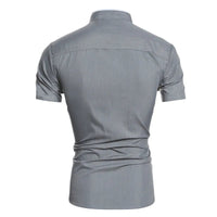 New men's solid color casual commuting short sleeved shirt Quick Pick Grocers