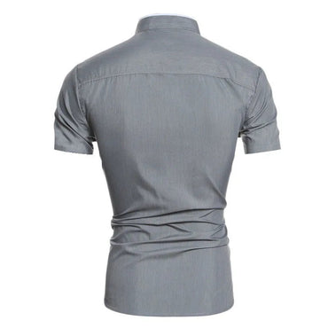 New men's solid color casual commuting short sleeved shirt Quick Pick Grocers