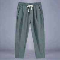 Men's Trousers Cotton Linen Fashion Casual Pants Solid Color Breathable Loose Shorts Straight Drawstring Pants Streetwear Men Quick Pick Grocers