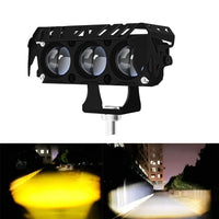 Motorcycle LED Spot Light Dual Color Hi/Low Beam Fog Lamps for Car Trucks SUV UTV 12V 24VMini Lens Headlight Driving Light
