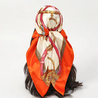 Satin Square Scarf Women Muslim Hijab Elegant 2025 Print Silk Neckerchief Shawl Wraps Headband Handle Hair Accessories Bandana Econic Blanks