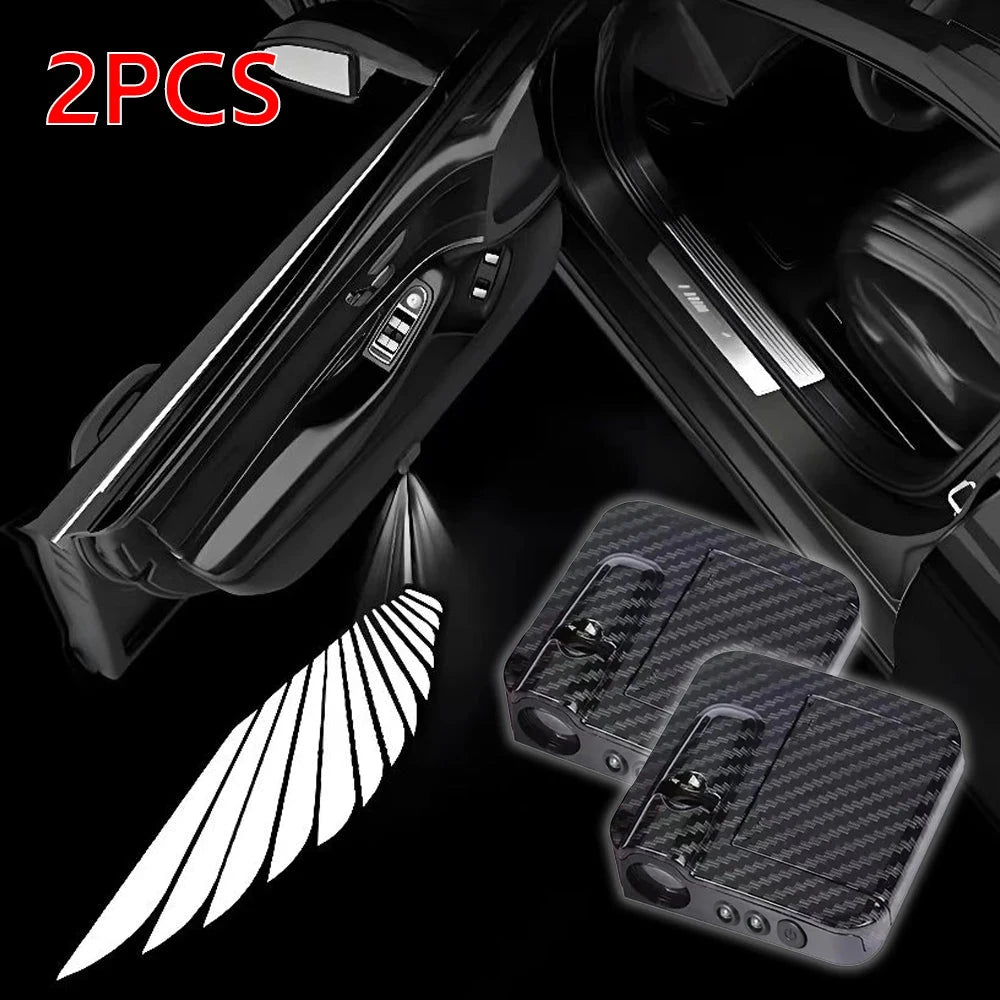 2PCS Car Angel Wings Welcome Light – LED Door Projector Lamp for Universal Car Models Econic Blanks