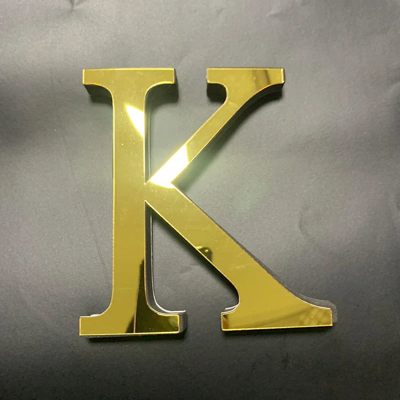 Gold English Letters Mirror 3D Wall Sticker Home Decoration Festival Party Wedding Decor Acrylic Mural Peel & Stick Wallpaper Quick Pick Grocers