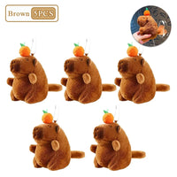 1-20PCS Plush Persimmon Wagging Tail Capybara Key Pendant Cute Plush Keychain Plush Doll Toy Schoolbag Pendant Gift Pendant Econic Blanks