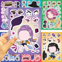 8Sheets Children DIY Puzzle Sticker Games K-POP DEMON HUNTERS Make A Face Funny Assemble Jigsaw Stickers Kids Educational Toys Purest Peak Salt