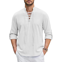 Men's Renaissance Shirt Pirate Medieval Viking top Cotton Linen Shirts Men Long Sleeved Halloween Costume Quick Pick Grocers