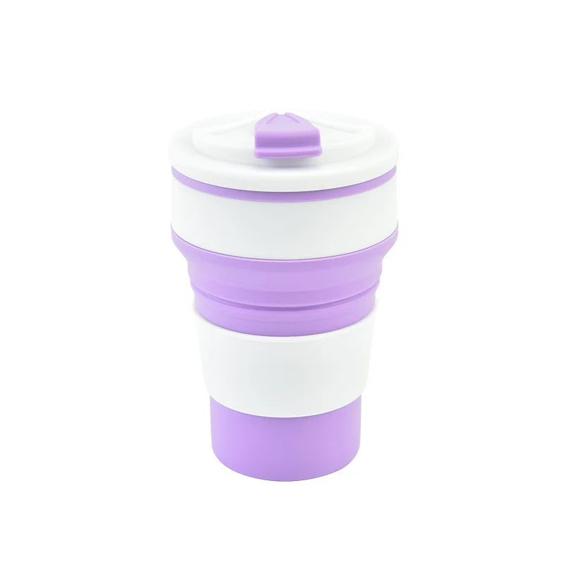 350ML/500ML Silicone Folding Cup Collapsible Mug With Cover Coffee Travel Outdoors Portable Water Drinking Tea Cups Quick Pick Grocers