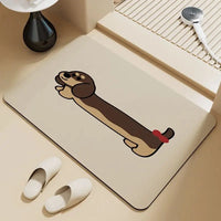 Dachshund puppy absorbent floor mat diatom mud bathroom door foot pad non-slip toilet toilet door cute foot pad Quick Pick Grocers