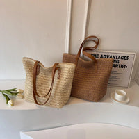 Hand-woven Women's Shoulder Handbag Bohemian 2025 Summer Fashion Straw Beach Tote Bag Travel Shopper Weaving Shopping Bags Quick Pick Grocers