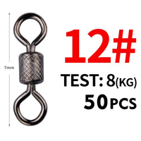 MEREDITH Fishing Swivels Ball Bearing Swivel 50PCS/Lot with Safety Snap Solid Rings Rolling Swivel for Carp Fishing Accessories