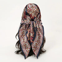 Satin Square Scarf Women Muslim Hijab Elegant 2025 Print Silk Neckerchief Shawl Wraps Headband Handle Hair Accessories Bandana Econic Blanks