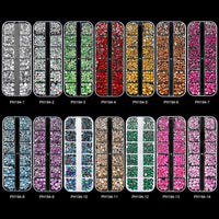 12Grids SS6-SS30 Mixed Nail Rhinestones Shiny Clear/Gold/Pink/Blue Diamond Flat-back Nail Gems Glass Stones Nails Decoration Econic Blanks