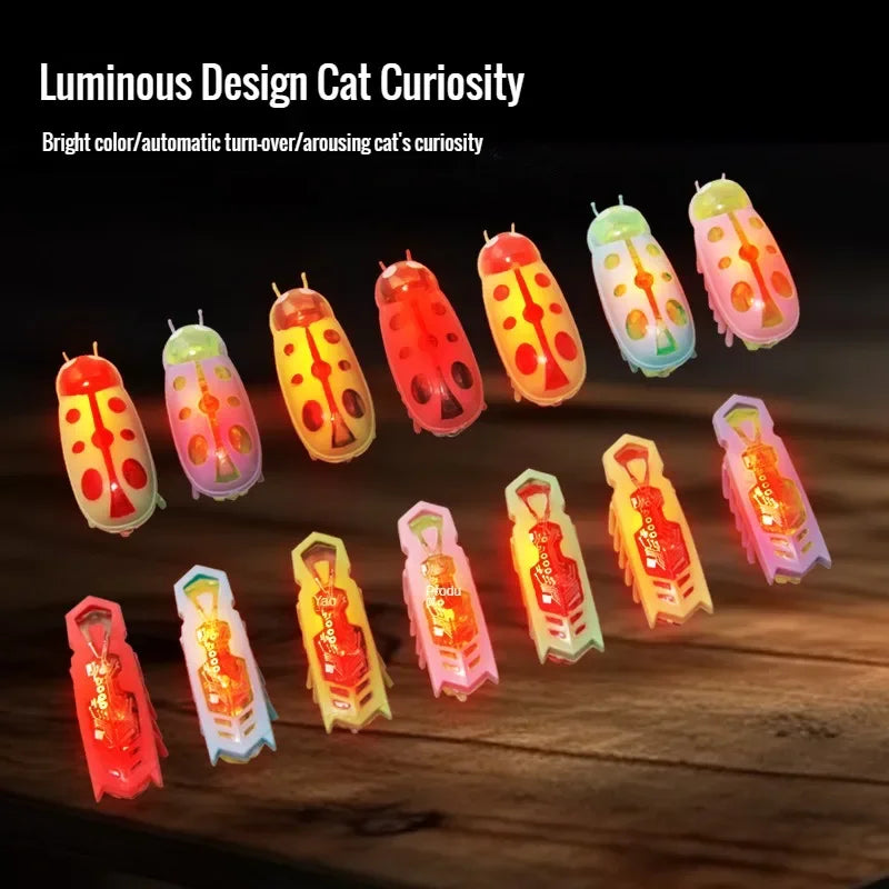 Pet Interactive Mini Electric Bug Cat Toy Kitten Escape Obstacle Automatic Flip Toy Battery Operated Vibration Beetle Supplies Econic Blanks