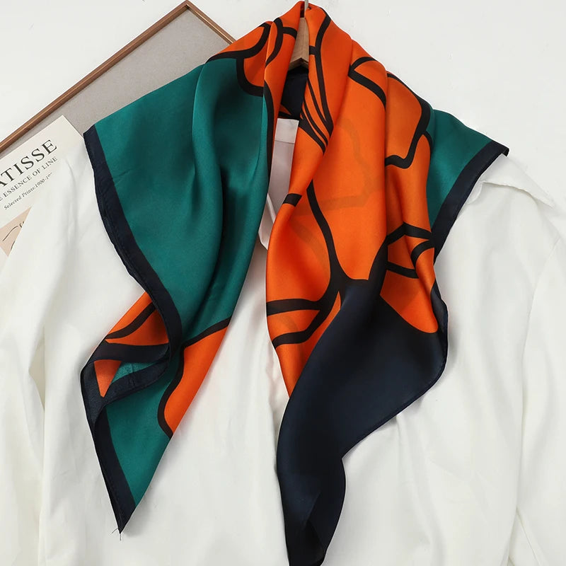 60Colors Luxury Scarf Women 70*70Cm Silk Feel Square Hair Wrapping Foulard Satin Shawl Big Size Head Bandana Hijab Handkerchief Quick Pick Grocers