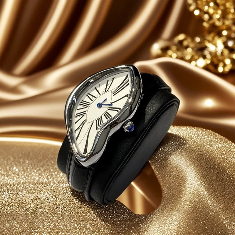 Medieval Retr Watches Alien Watches Melt And Twist Y2k Ladies Men Leather Strap  Advanced Quartz Watch Irregular Case Leather Quick Pick Grocers