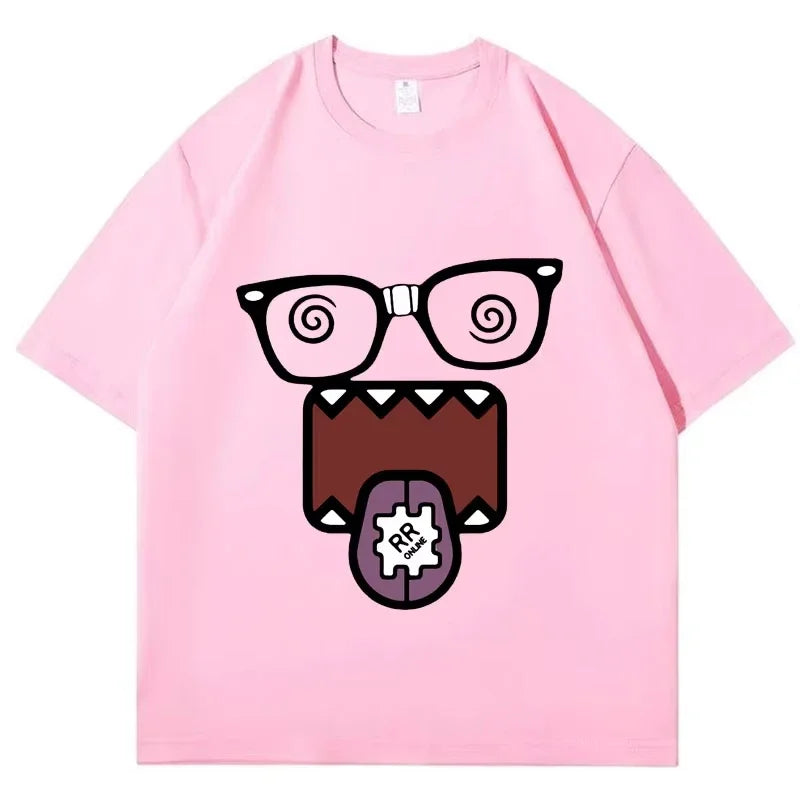 Domo Kun Funny Meme T Shirts Men's Women Clothes Classic Cotton Casual Tee Shirts Short Sleeve Summer T-shirt Tops Streetwear Quick Pick Grocers