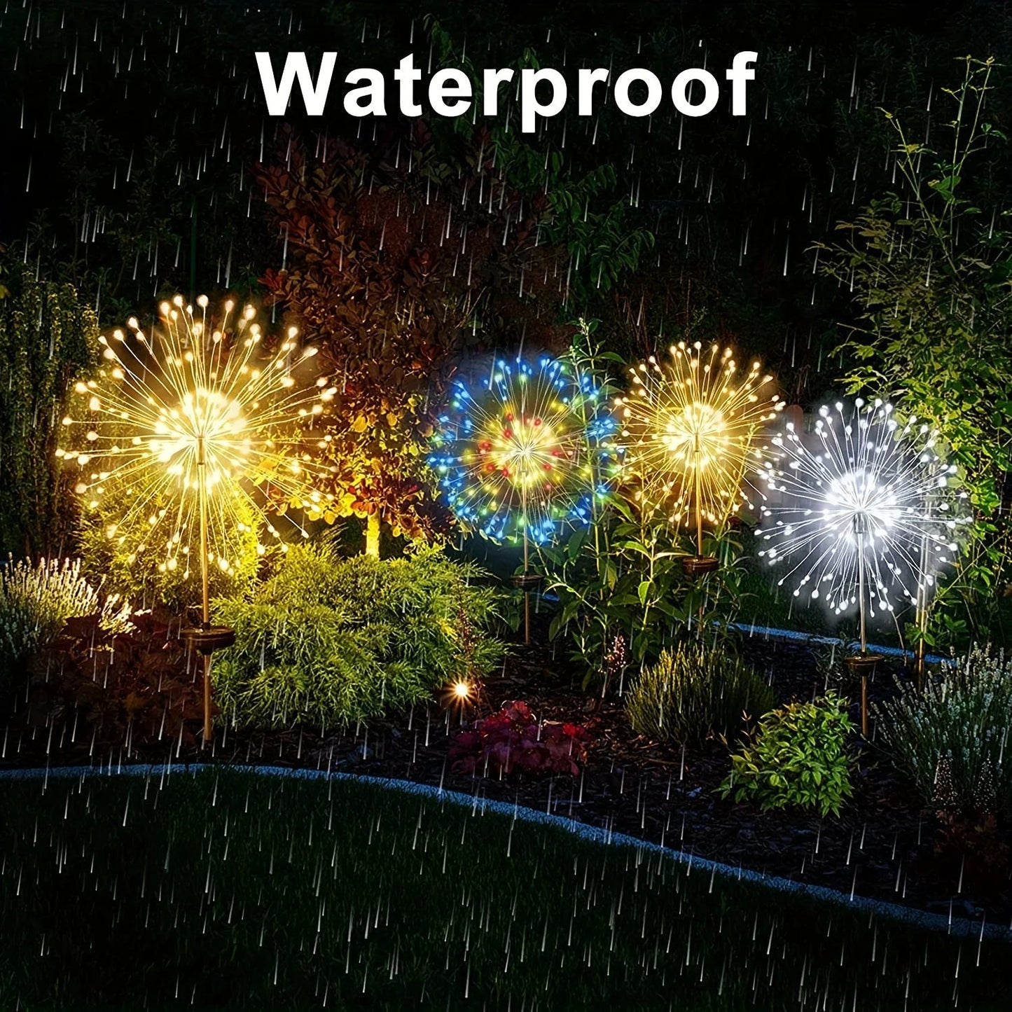 1 Pack Solar Firework Light Outdoor,IP65 Waterproof Solar Garden Flower Lights With 8 Lighting Modes For Outdoor Lighting Econic Blanks
