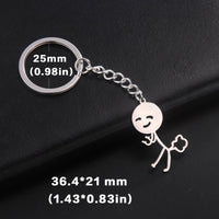 Teamer Funny Middle Finger Stickman Keychain 2025 Cute Trend School Bag Car Key Pendant Couple New Trinket Gift Keyring Econic Blanks