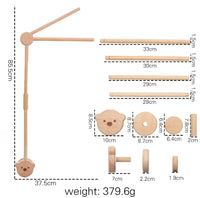 Baby Wooden Bed Bell Cartoon Rabbit Mobile Hanging Rattles Toy Hanger Crib Mobile Bed Bell Wood Toy Holder Arm Bracket Kid Gifts Purest Peak