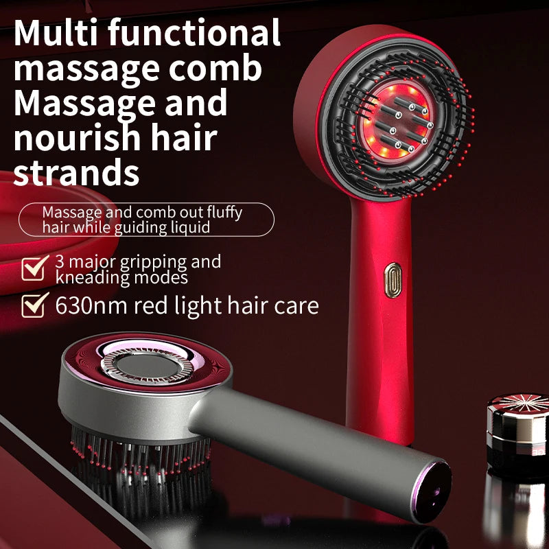 3 Modes Electric Vibration Massage Comb Red Light Therapy Hair Growth Massage Scalp Brush Oil Liquid Applicator Head Massager Quick Pick Grocers