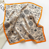 2025 Fashion 100% Real Silk Scarf 53cm Square Bandelet Women's Silk Temperament Small Scarf Neck Decorative Wrap Printed Scarves Quick Pick Grocers
