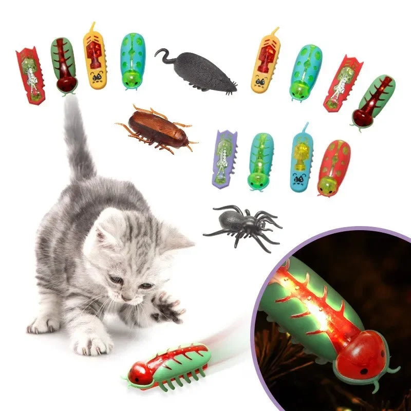 Pet Interactive Mini Electric Bug Cat Toy Kitten Escape Obstacle Automatic Flip Toy Battery Operated Vibration Beetle Supplies Econic Blanks
