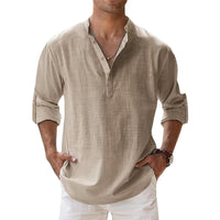 New Cotton Linen Shirts for Men Casual Shirts Lightweight Long Sleeve Henley Beach Shirts Hawaiian T Shirts for Men Quick Pick Grocers