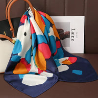 Luxury Print Satin Silk Square Scarf for Women Shawl Hijab Neckerchief Female Hair Ribbon Headband Fashion Wrap Bandana 2023 New Econic Blanks