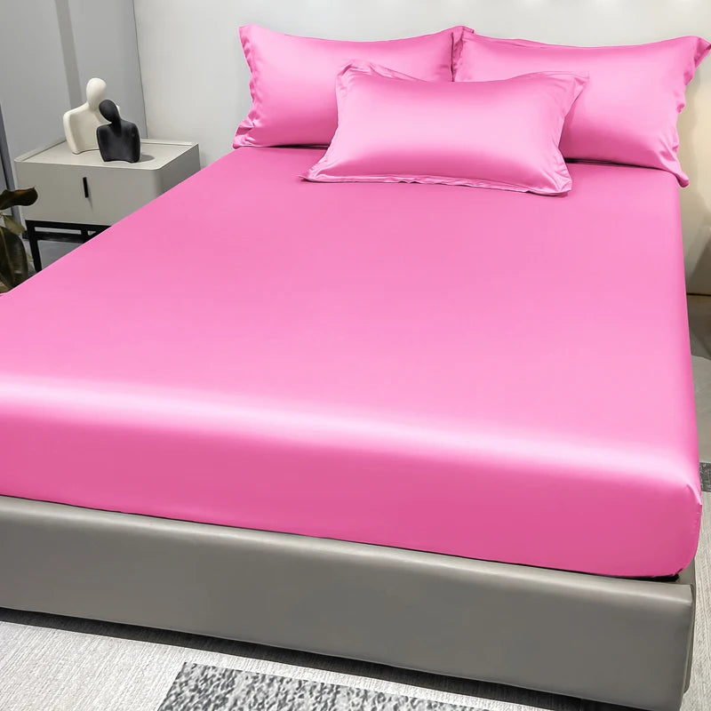 Modern Satin Fitted Sheet Ice Silk Bedspread Quick Pick Grocers