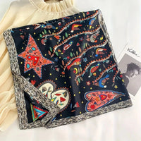 90*90Cm Square Scarf Twill Silk Feeling Women Head Shawls and Wraps Luxury Hair Tree Print Neck Scarves Hijab Bandana Pashmina Econic Blanks