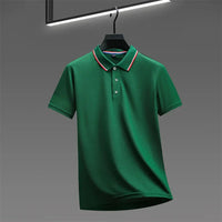 2025 New Men's Casual Solid Color Short Sleeved Polo Shirt Summer Fashionable and Comfortable Versatile Top Quick Pick Grocers