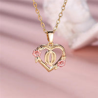 Female A-Z Letter Flower Pendant Necklace Yellow Gold Color Wedding Jewelry Gift For Women Quick Pick Grocers