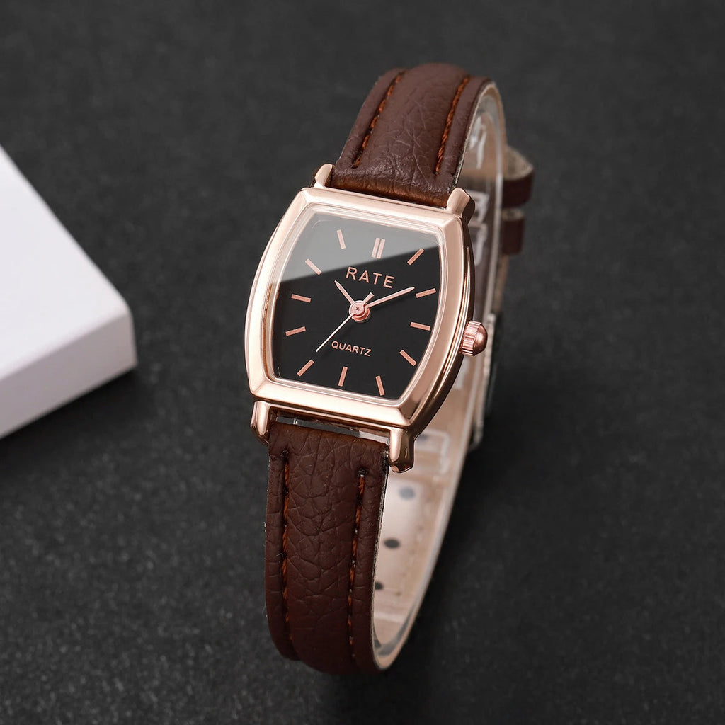 Women's Watch Fashion Small Arabic Quartz Watches Leather Band Wristwatches Quick Pick Grocers