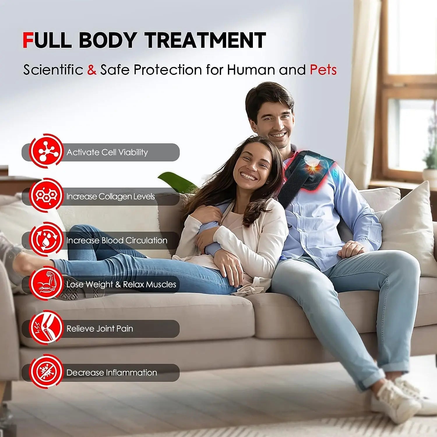 60 LEDs Red＆Infrared Light Therapy Belt 850nm 660nm Back  Burn Fat Wrap Slimming Machine Waist Heat Pad Full Body Quick Pick Grocers