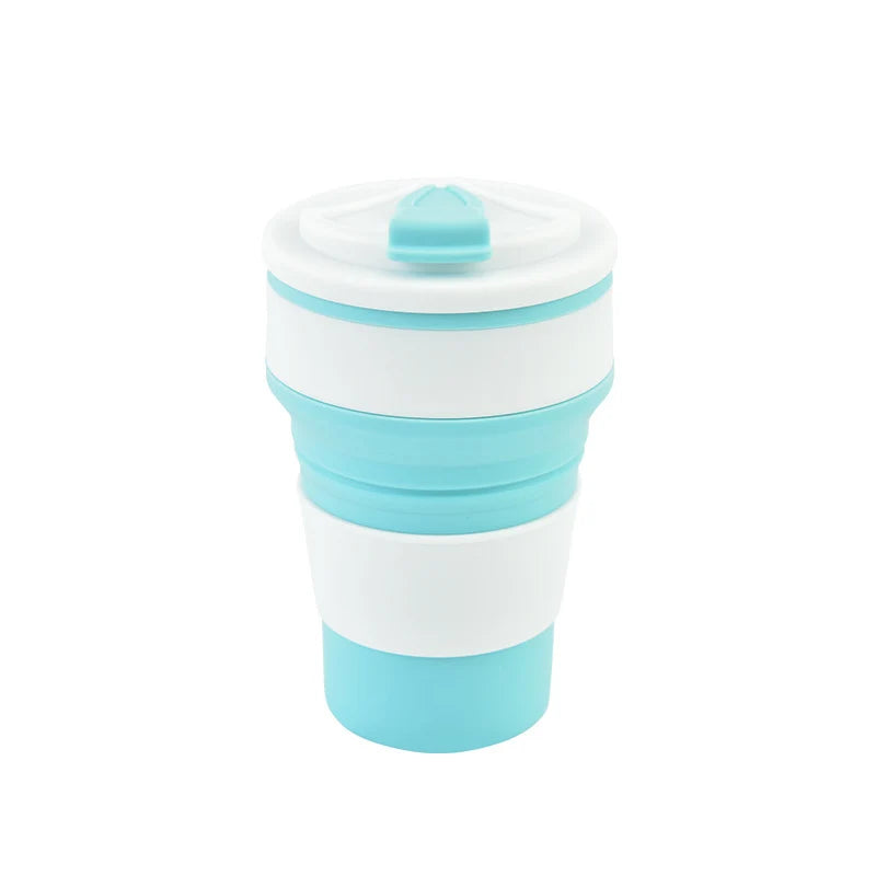 350ML/500ML Silicone Folding Cup Collapsible Mug With Cover Coffee Travel Outdoors Portable Water Drinking Tea Cups Quick Pick Grocers