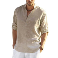 New Men's Casual Blouse Cotton Linen Shirt Loose Tops Long Sleeve Tee Shirt Spring Autumn Casual Handsome Men's Shirts Quick Pick Grocers