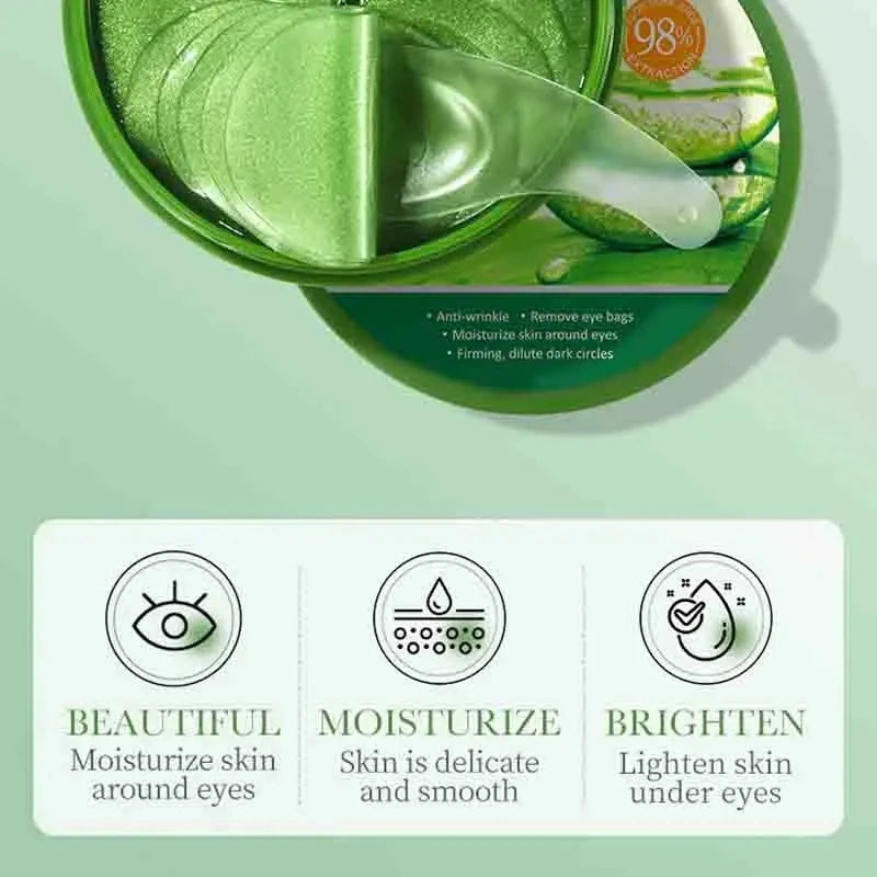 60pcs Aloe Vera Collagen Eye Mask Anti Dark Circles Removal Eyes Bags Moisturizing Firming Eye Patches Eyes Skin Care Products Quick Pick Grocers