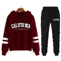 California Womens Tracksuit Casual Stripe Versatile Hooded Sweatshirt or Pants or Suit Simplicity Hot Sales Street Outfits S-3XL Quick Pick Grocers