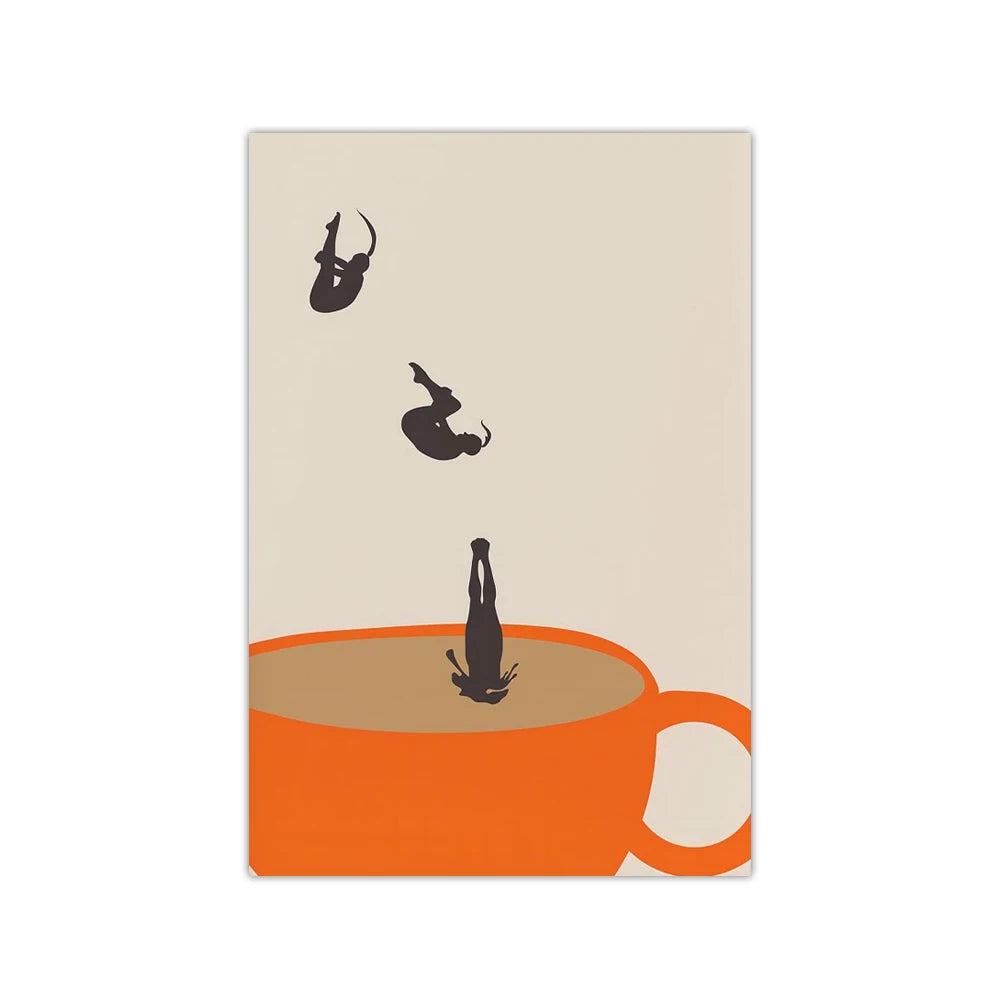 Retro Coffee Diving Poster Canvas Painting Good Morning Coffee Lover Print Wall Art for Living Room Home Kitchen Decor Frameless Quick Pick Grocers