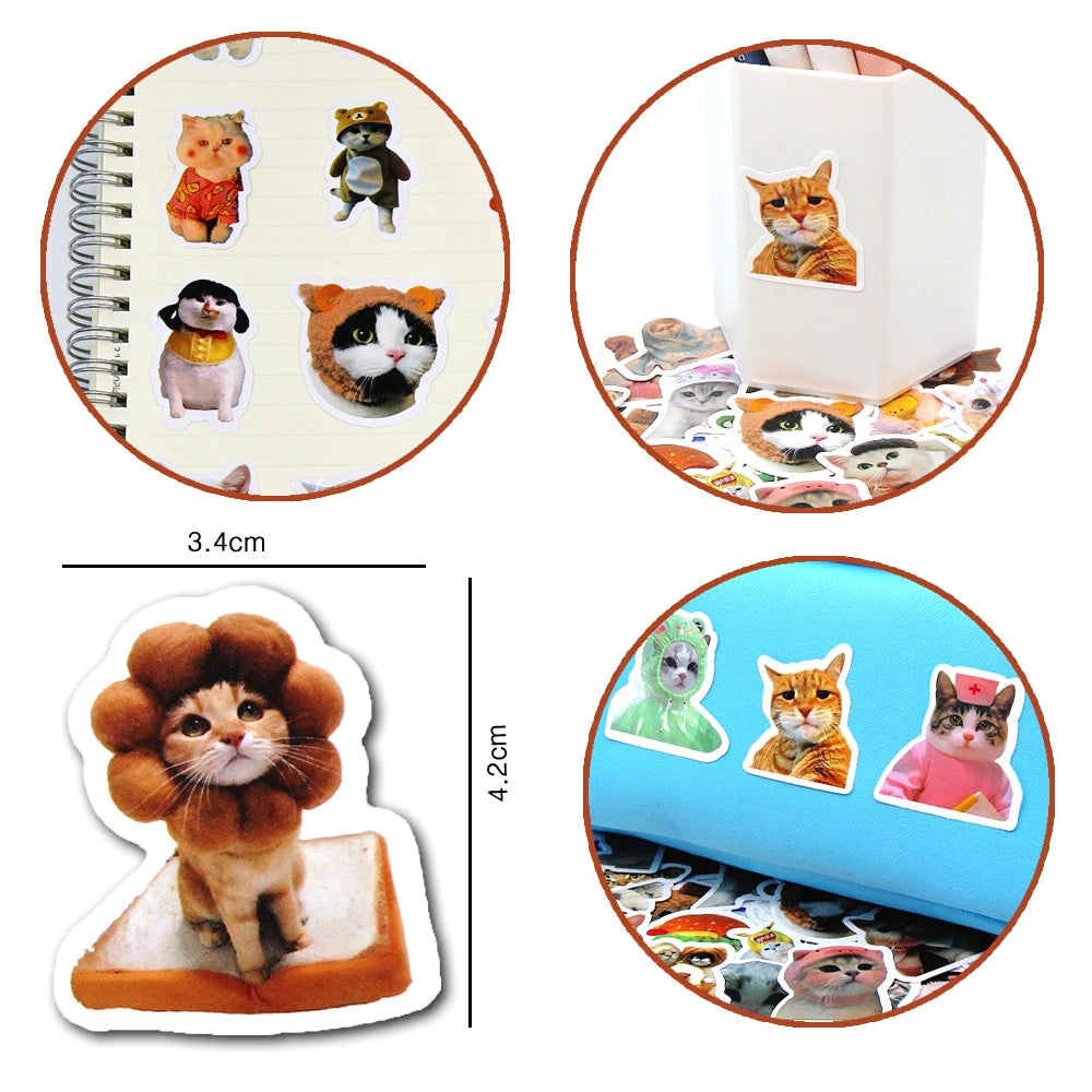 100/500/1000pcs Funny Cat Stickers Cartoon Cute Decals Toy Stationery Guitar Phone Bicycle Laptop Luggage Graffiti Kids Sticker Quick Pick Grocers