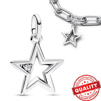 Sparkling Star Mini Dangle Charm Fit Brand Me Bracelet 925 Sterling Silver Me Series Green Heart Mini Charm Girl Party Jewelry Econic Blanks