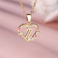 Female A-Z Letter Flower Pendant Necklace Yellow Gold Color Wedding Jewelry Gift For Women Quick Pick Grocers