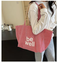 Casual Large Stripe Women's Shoulder Bag 2025 New Fashion Commuter Tote Bag High Capaci Canvas Handbag for Youth bolso mujer Quick Pick Grocers