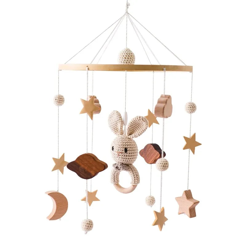 Mobile Wooden Bell Baby Toys 0-12 Months Rattle Toys Bed Newborn Crib mobile With Music Box Bed Bell Hanging Toys Crib Bracket Purest Peak