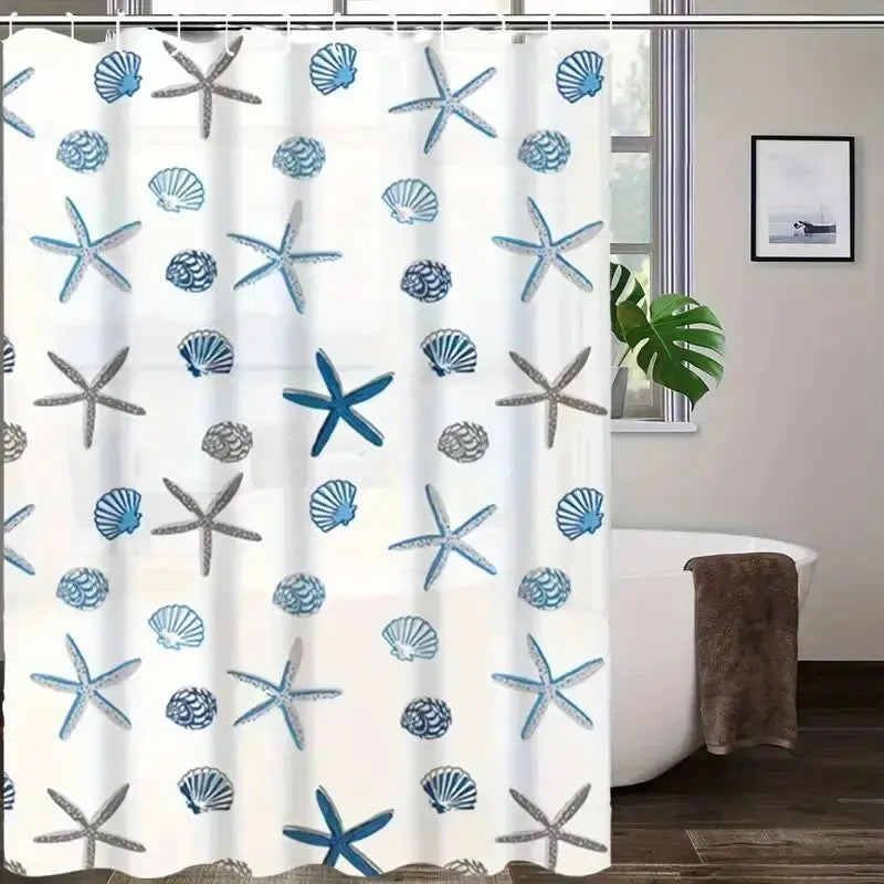 1pc With Pattern Shower Curtain PEVA Waterproof Shower Curtain Bathroom Partition Curtain Bathroom Decoration Accessories Econic Blanks